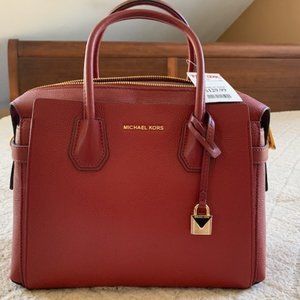 Women's Michael Kors Red Leather Satchel Handbag